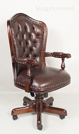 15303 BROWN  Кабинетное кресло, обивка - натуральная коричневая кожа