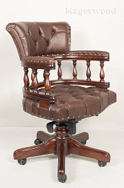 12027 BROWN Кабинетное кресло, обивка - натуральная коричневая кожа